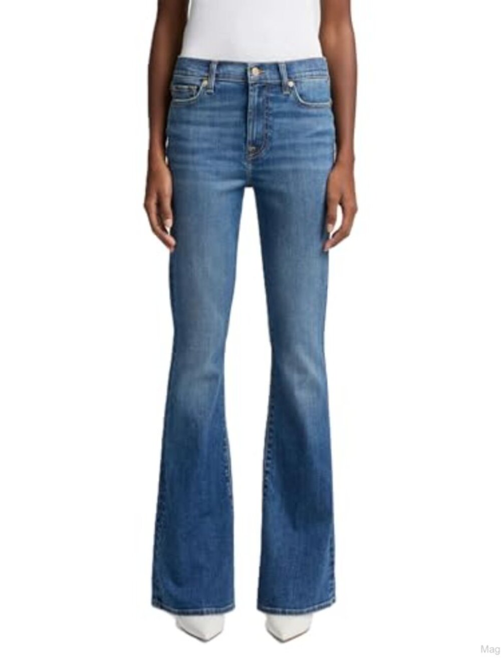 High Rise Flare Leg Jeans Cotton Blend Stretch Flared Jeans Business Casual